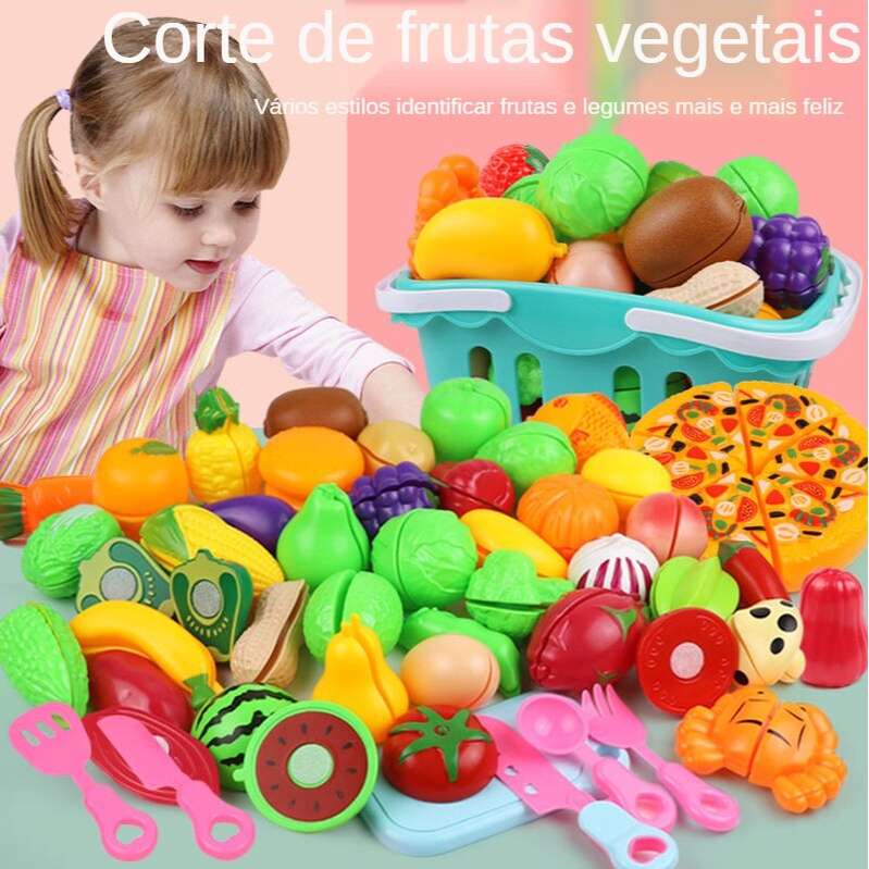 ORFOFE 1 Conjunto Mochila De Legumes e Frutas Bonecos Para Crianças Cortar  Comida Brinquedo Jogo De Simulação De Comida Brinquedos Vegetais Vegetal