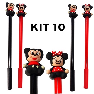 kit 10 Caneta em Gel Minie MIckey 0.38 Milímetros Tinta Kawaii