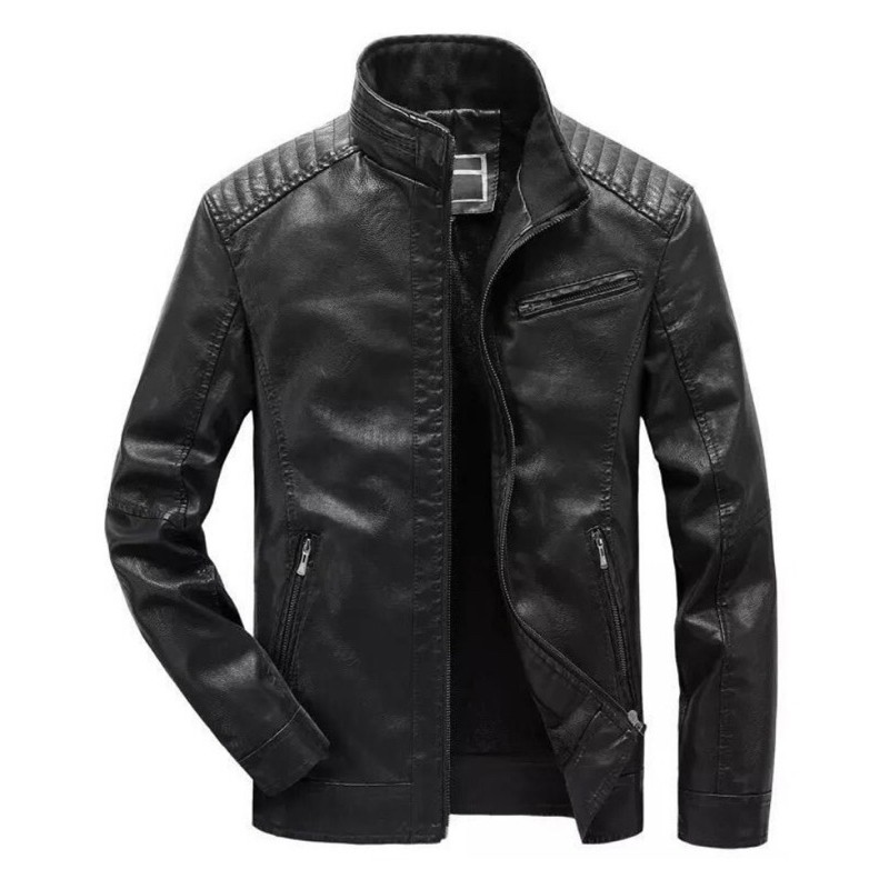 Jaqueta de couro masculina preta e marrom café promoção pronta