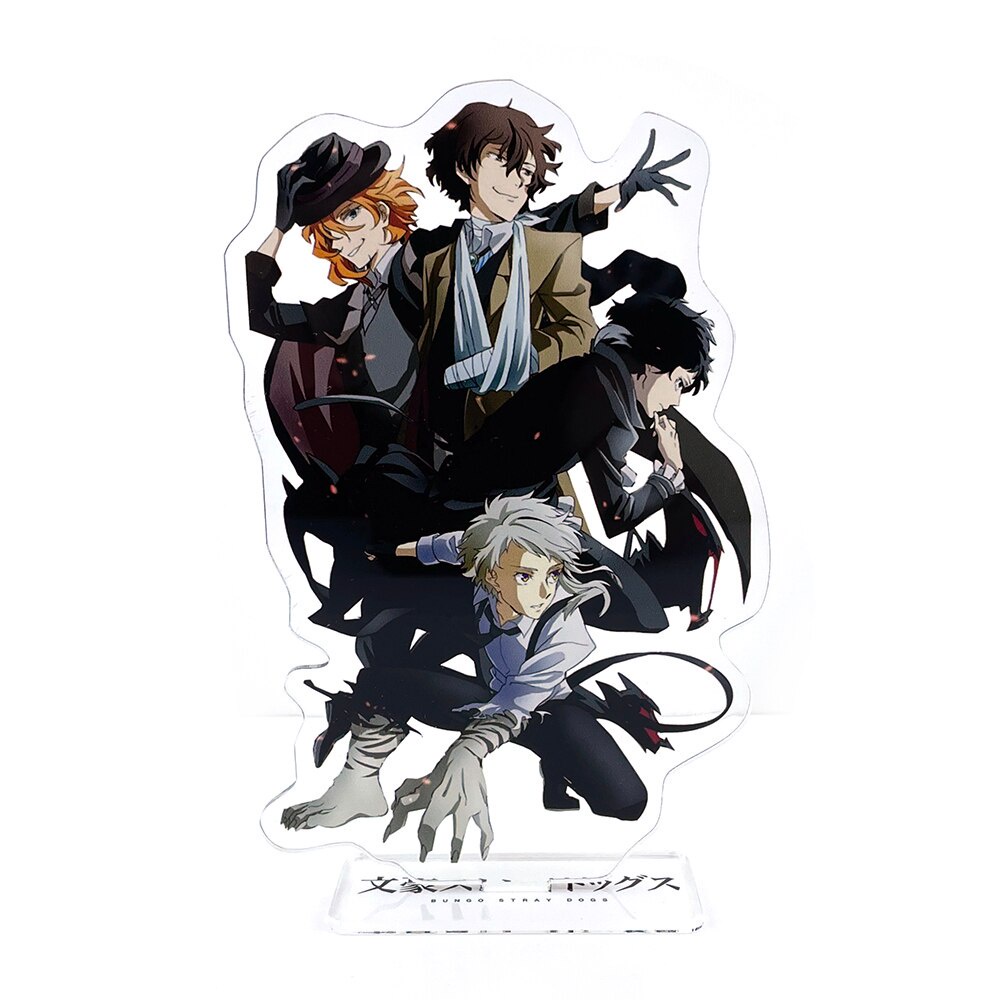 4 Portachiavi Anime Bungo Stray Dogs - Acrilico Double Face Con Dazai, Atsushi, Chuuya - 7 Cm - 4