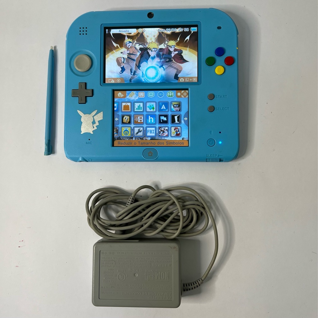 Nintendo 2Ds Pokemon Sun Moon Light Blue Desbloqueado Shopee Brasil