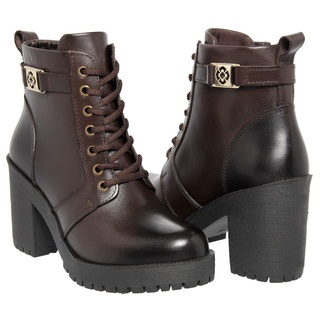 Bota Coturno Feminino Sola Tratorada Cano Couro Legítimo Preto promoção !