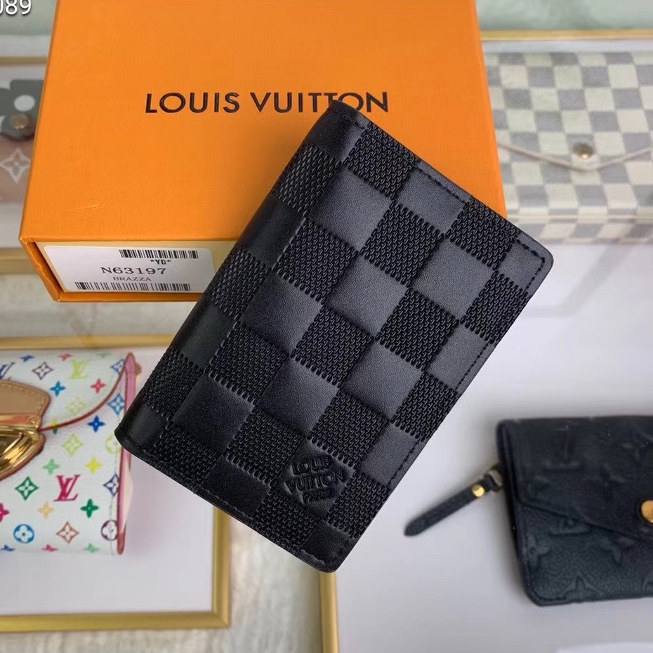 Carteira de bolso de couro masculina Louis Vuitton porta-cartões