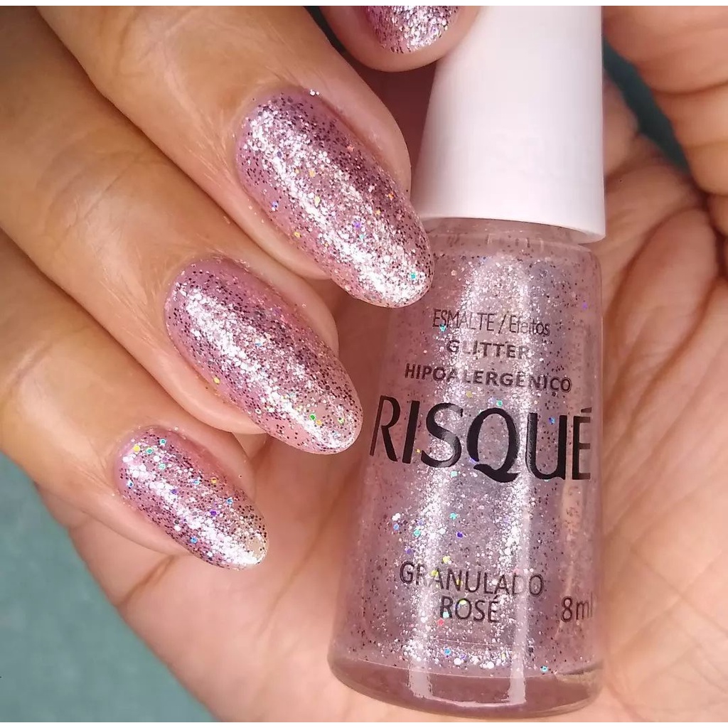 Esmalte “Risqué Glitter” - Cor Purpurina Rosa “Granulado Rosé” | Shopee ...