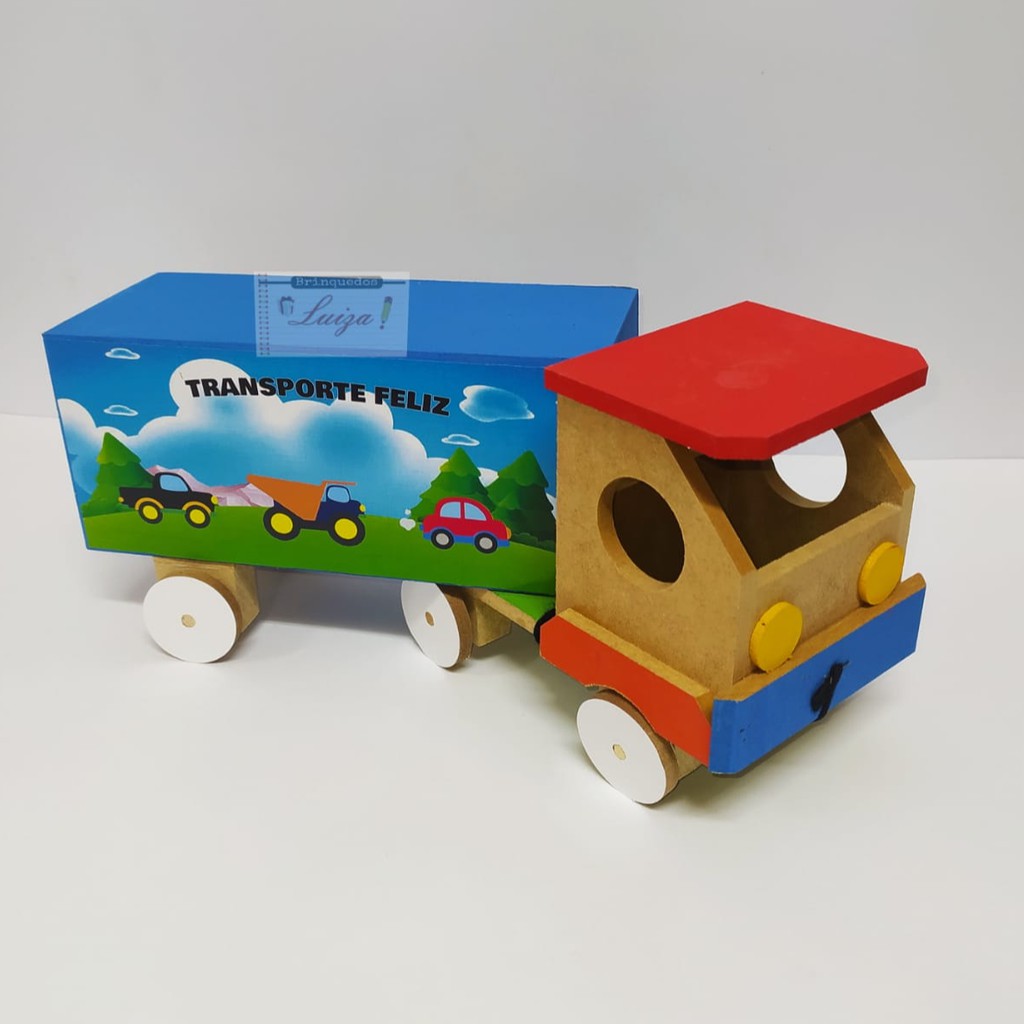 Carreta patrulha - Veículos de Brinquedo feito em madeira