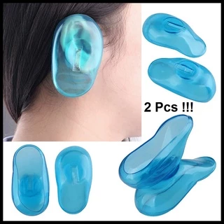 1 Par Protetor De Silicone Transparente Para Orelhas/Tintura De Cabelo Salão De Cor Azul