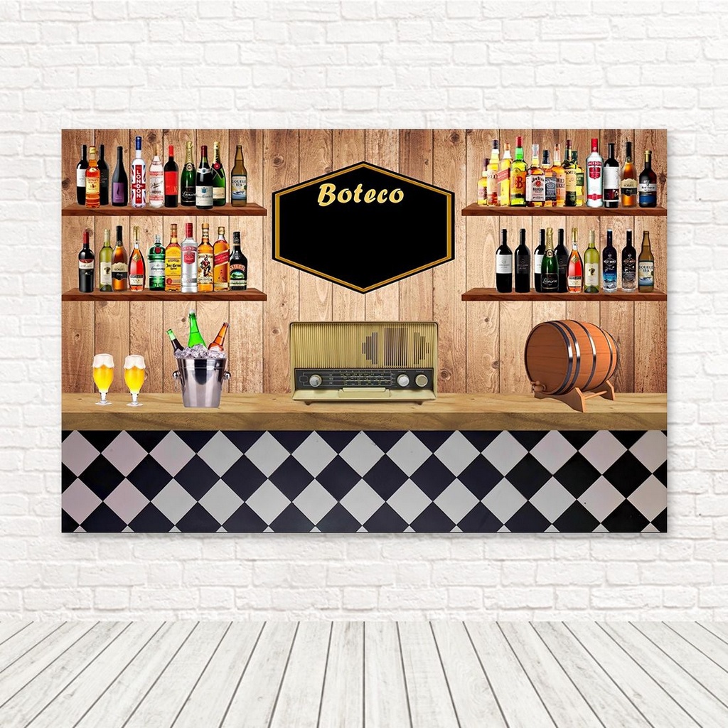 Painel Retangular Tecido Sublimado 3D Boteco WRT-4075