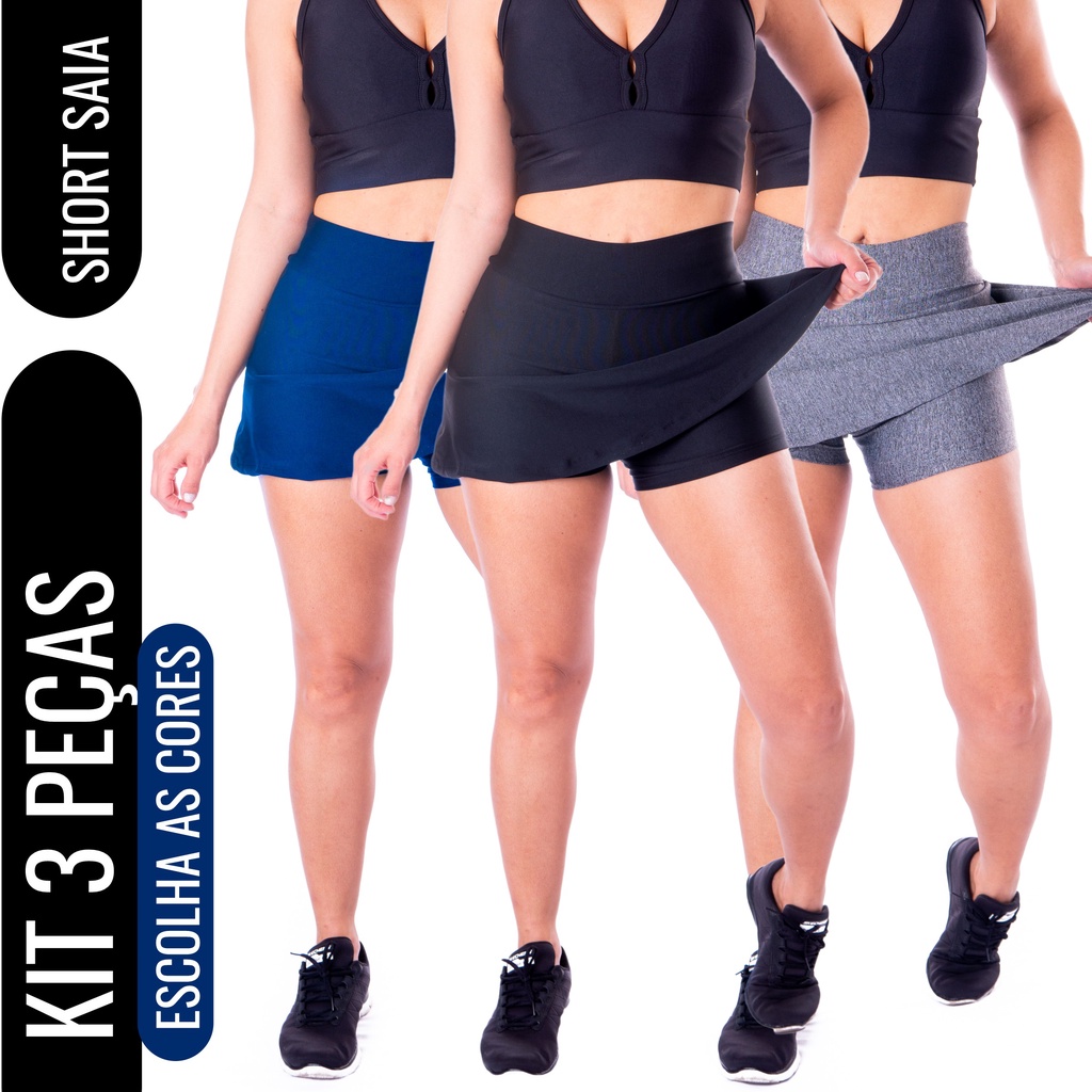 Kit 3 Shorts Saia Academia Bermuda Legging Suplex Envio Rapido