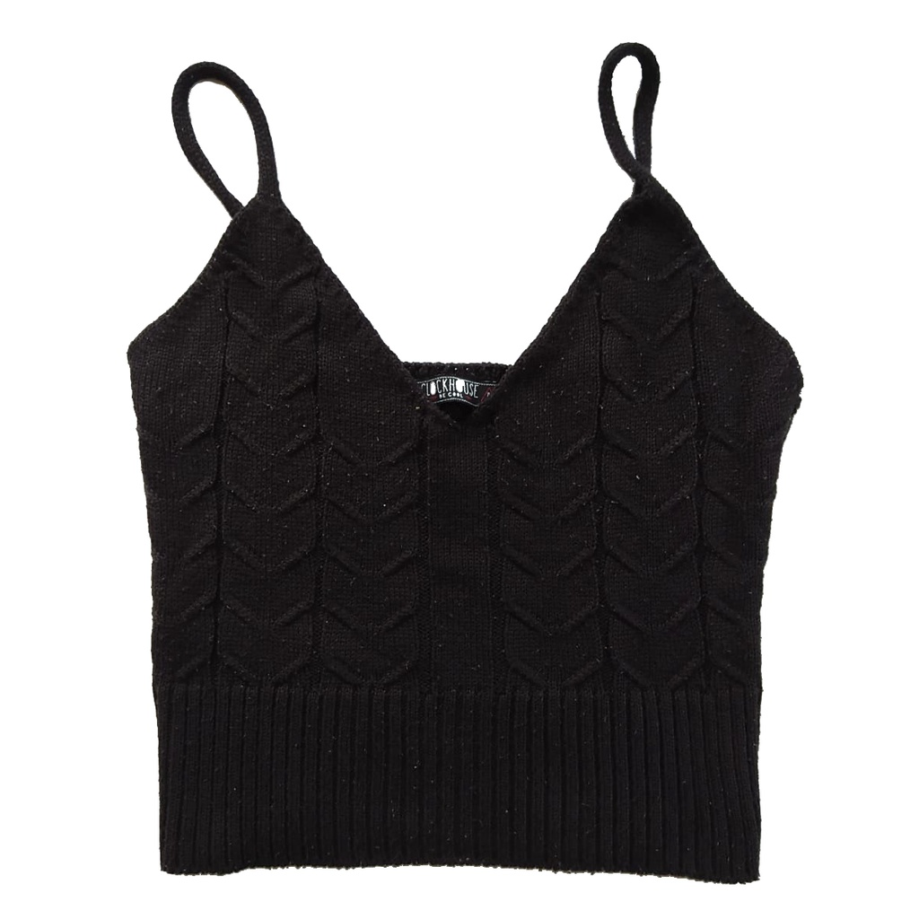 top corset cropped de tricô preto - C&A