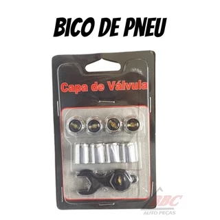 Bico De Pneu Cromado Tampa Pino Roda Válvula Antifurto Várias Montadoras