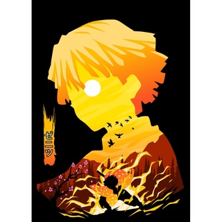 Quadro Metalizado Zenitsu Demon Slayer Anime Placa Decorativa Brilhant