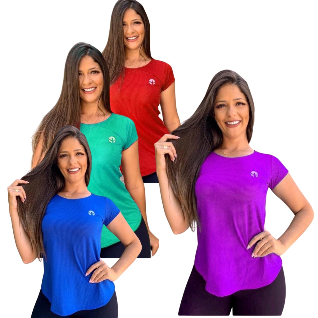 Blusa Feminina De Academia Camiseta Baby Look Tecido Dry Fit