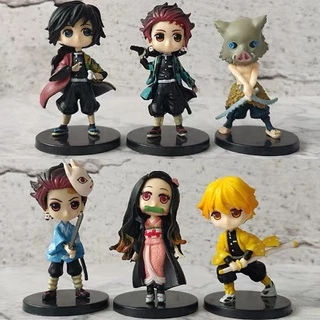 6Pcs/kit Demon Slayer Bonecos Brinquedos Infantil Anime boneco Kimetsu no Yaiba Demon Slayer Bonecas Adequado Para Dar de Presente Menina Menino Gracinha Enfeites