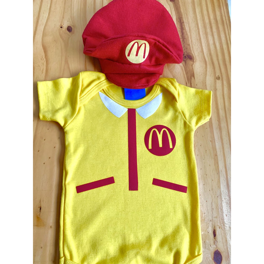 Body Mc Donalds Bebê Mesversário Boina Festa Fantasia Sanduíche | Shopee  Brasil