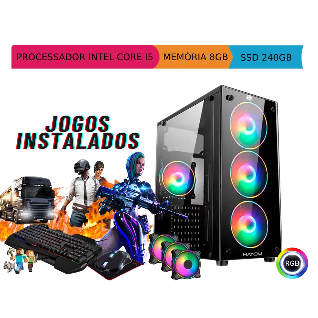 Cpu Gamer Barato I5 8gb Ssd 240gb Kit Gamer Completo | Shopee Brasil