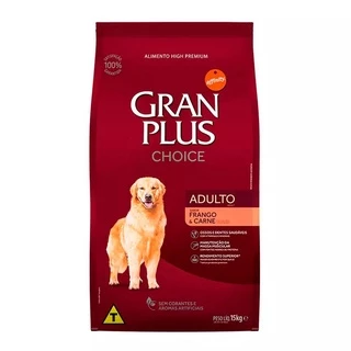 Racao Gran Plus Caes Choice Adultos Frango E Carne 15kg