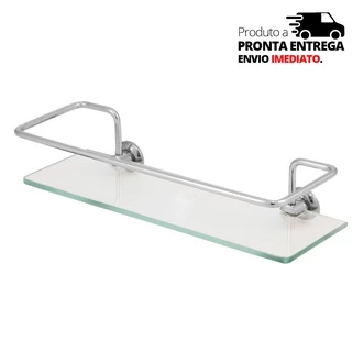 Porta Shampoo Reto ; Prateleira de Vidro ,Porta temperos ,Com Grade Em Aço Inox Para Banheiro