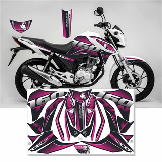 Adesivo Carenagem Ah Ha Moto Honda Cg Fan 160 2016/2021 Rosa