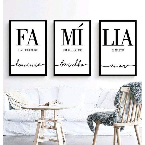 Kit Quadros Decorativo FAMÍLIA 3 peças 20x30 mdf alta qualidade ...