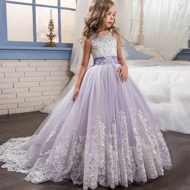 MQATZ Vestido De Noiva Longo Meninas Princesa Infantil 3-14 Anos