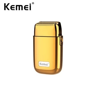 Kemei KM-TX1 Pro Barbeador De Folha Dupla De Metal Super Close/Lâmina Elétrica/Zero/Cor Dourada