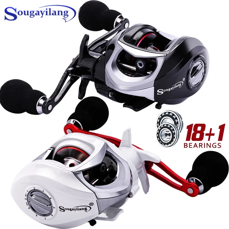 Sougayilang Max Moulinet Baitcasting 8.0:1 Haute Vitesse - Fibre Carbone 270g - Frein Magnétique + Centrifuge - 8,2 Kg Traînée - Pêche Carnassier