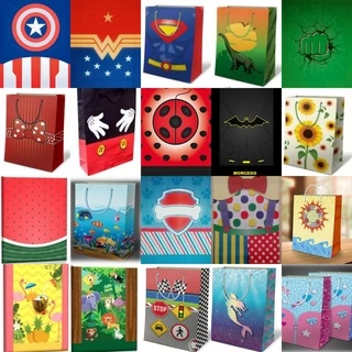 4 SACOLAS DECORADAS DE PRESENTE - 25X17X6cm