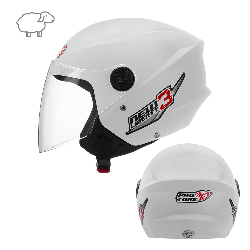 Capacete Pro Tork New Liberty Three Aberto Feminino Masculino Branco Viseira Cristal