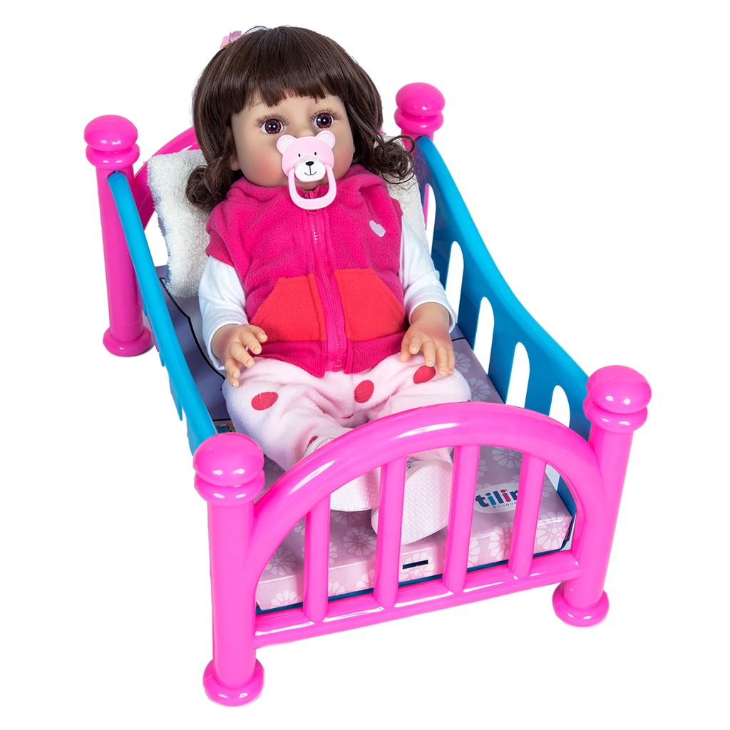 Bebe Boneca Reborn Realista 100% Silicone Vinil 55cm Linda - R$ 429,99