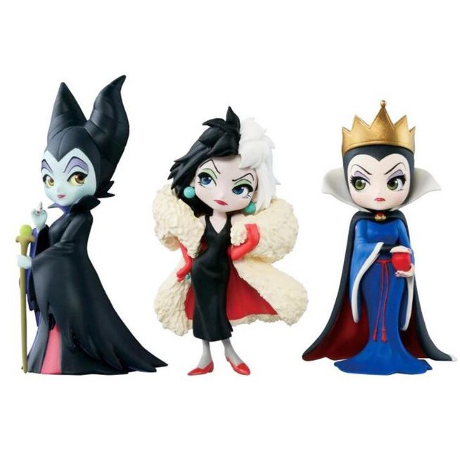Kit 3 Action Figure Vilãs Disney Cruella Malévola Qposket Pronta Entrega