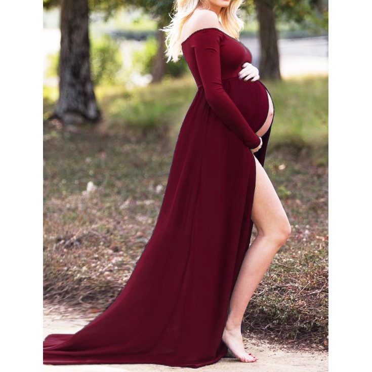 Vestido Gestante Ensaio Fotográfico Book, Manga Longa G01 | Shopee Brasil