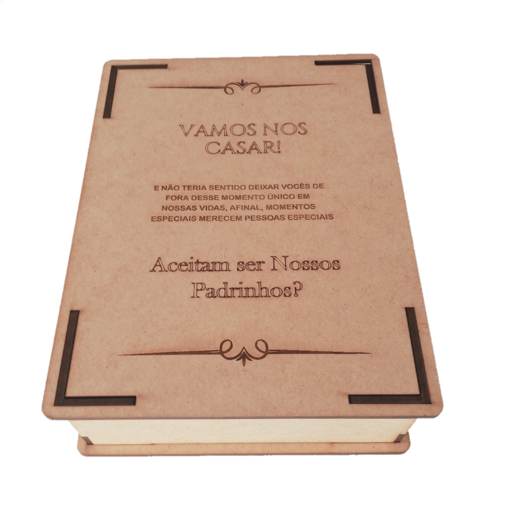 KIT 8 Caixas 20X15x10 Convite Casamento Padrinhos Personalizado em MDF