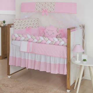 Kit Protetor De Berco Meninas Rosa 10 Pecas Doce Bebe