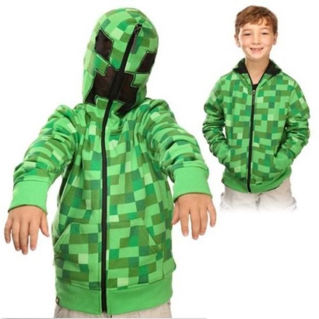 jaqueta infantil com capuz creeper minecraft blusa fantasia cosplay pronta entrega no Brasil