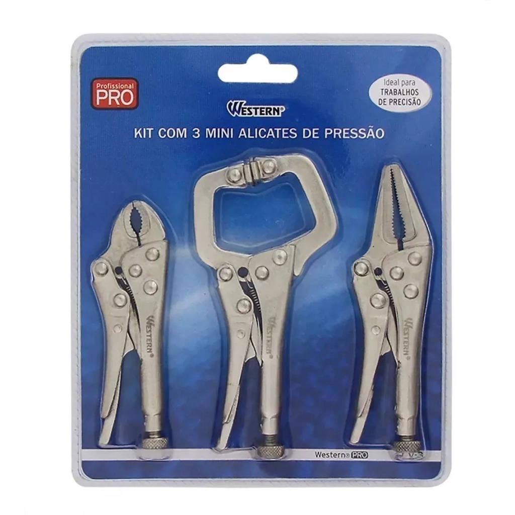 Kit Com 3 Mini Alicates Pressao Profissional V-3 Ferramenta