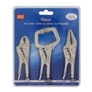 Kit Com 3 Mini Alicates Pressao Profissional V-3 Ferramenta