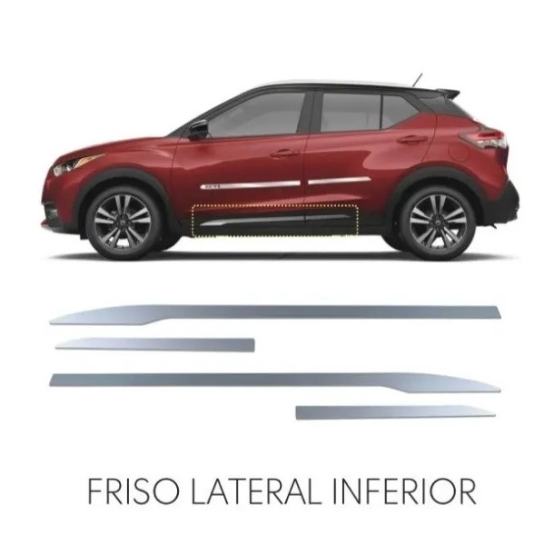 Aplique, Friso Lateral Inferior Para Nissan Kicks 2016 Em Diante...