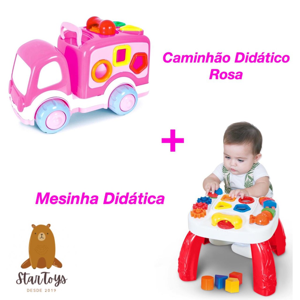 Brinquedo Educativo Bebe Caminhao Didatico Rosa - Super Toys em