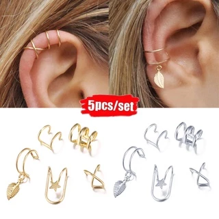 5pcs Moda Sem Piercing Brinco Ouro Cor Da Orelha Algemas De Clip Brincos De Folha