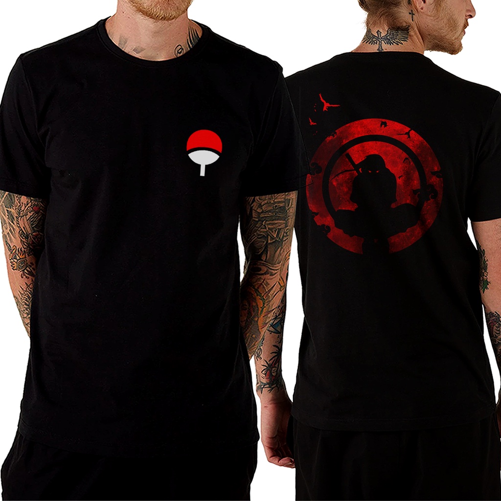 Camiseta Itachi Uchiha Bordado 100% algodão 30.1 Penteado Camisa akatsuki  itachi Anime Naruto - Corre Que Ta Baratinho