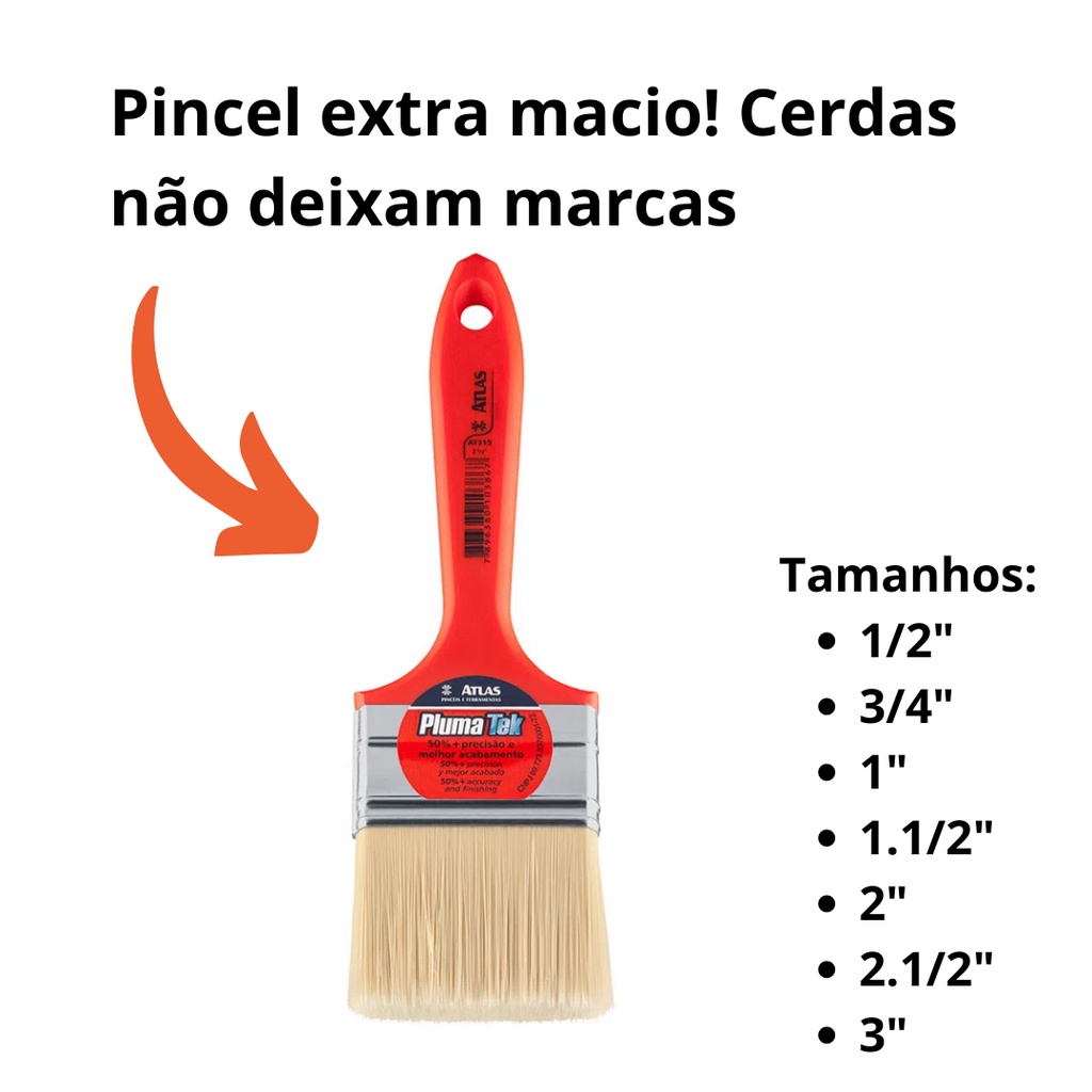 Pincel Trincha Atlas Pluma Tek Extra Macio Ref At315 Escolha Seu ...