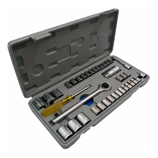 Kit Jogo Chave Soquetes Encaixe 1/4'' E 3/8'' 40 Peças