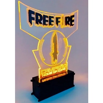 Troféu Personalizado Acrílico Free Fire - 20x15cm