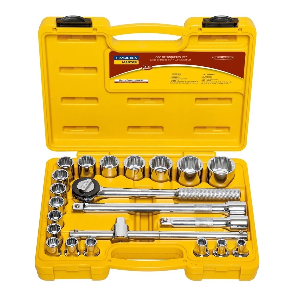 Maleta Ferramentas Chave Soquete C/catraca 22 Pcs Tramontina