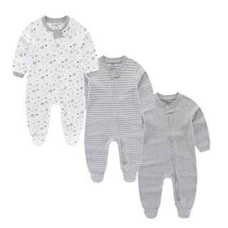 3 Pcs Outono-Inverno Unisexo Recém-Nascido Sólido Baby Boy Girl Rompers 100 % Algodão Roupa De Bebê