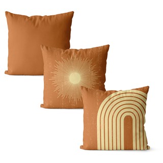 Ki com 3 capas de almofadas decorativa terracota