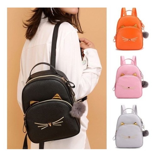 Mochila Feminina Gatinho Com Orelha Santino Colorida LJM24U23