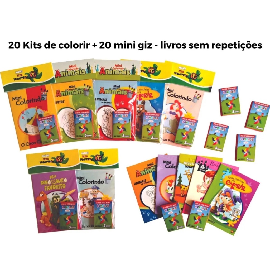 20 Revistinhas Colorir Giz de Cera 20 Cobrinha Cobra Maluca