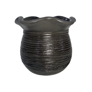 Vaso de Cerâmica Cachepot Babado para Plantas 19x16cm