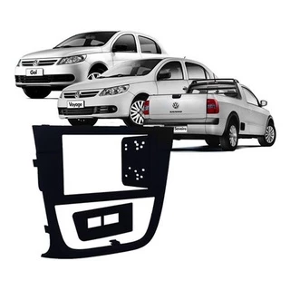 Moldura 2 Din Gol Voyage Saveiro G5 - Preta - Com Moldura de Botões